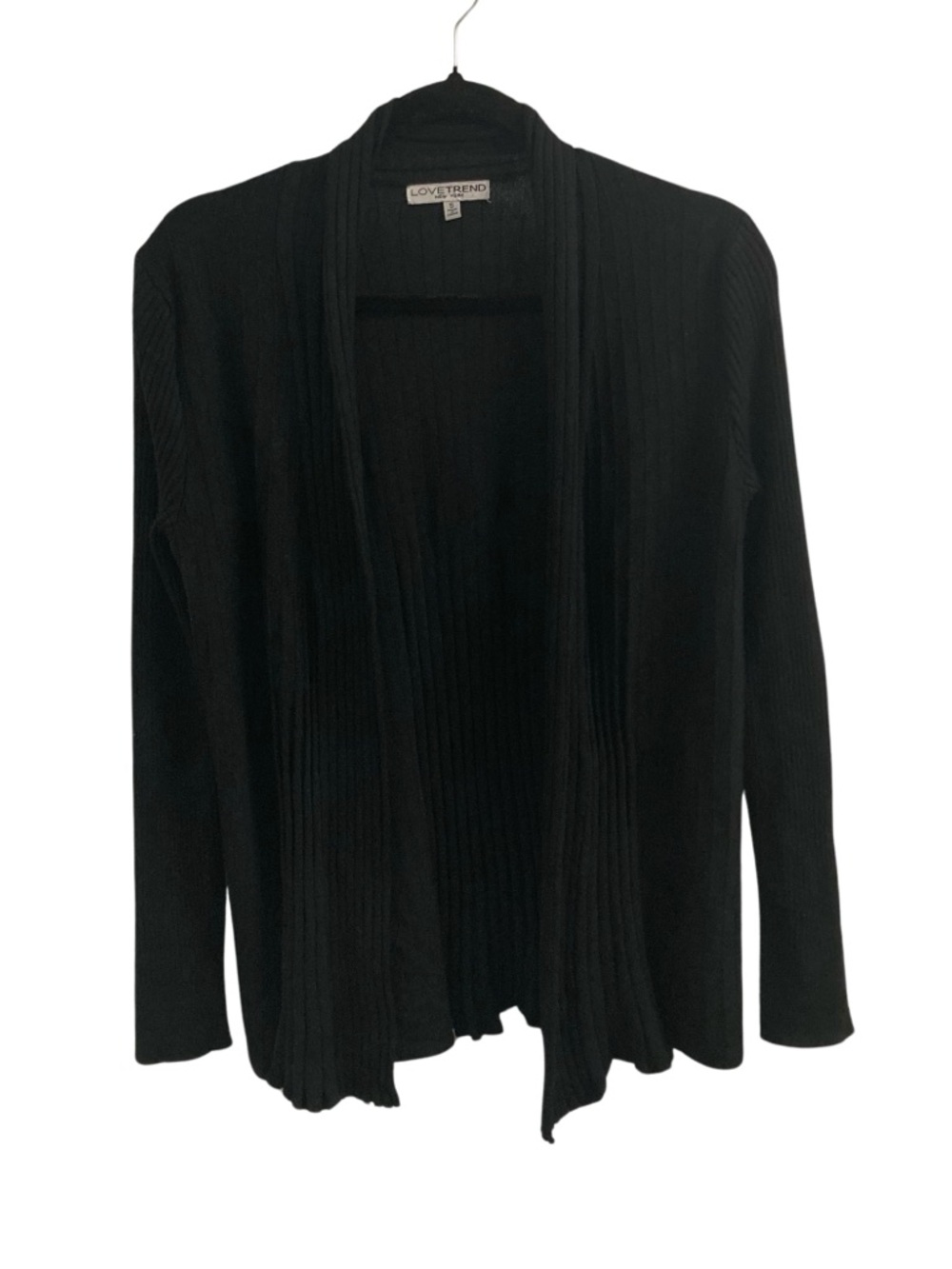 Pleated Accordion Black Open Sweater Cardigan Size S